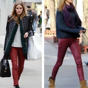 CITIZENS OF HUMANITY | Rocket High Rise Skinny Jeans Waxed Burgundy Red Size 25